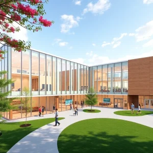 Architectural rendering of the new Hicks Honors College building at UNF