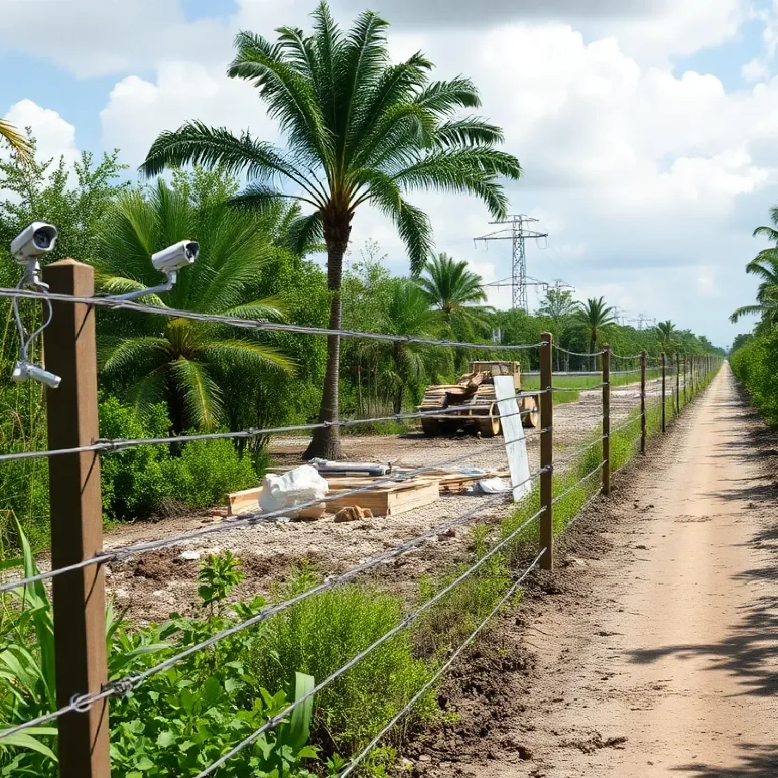 Construction site of the Alligator Alcatraz migrant detention facility in the Florida Everglades.