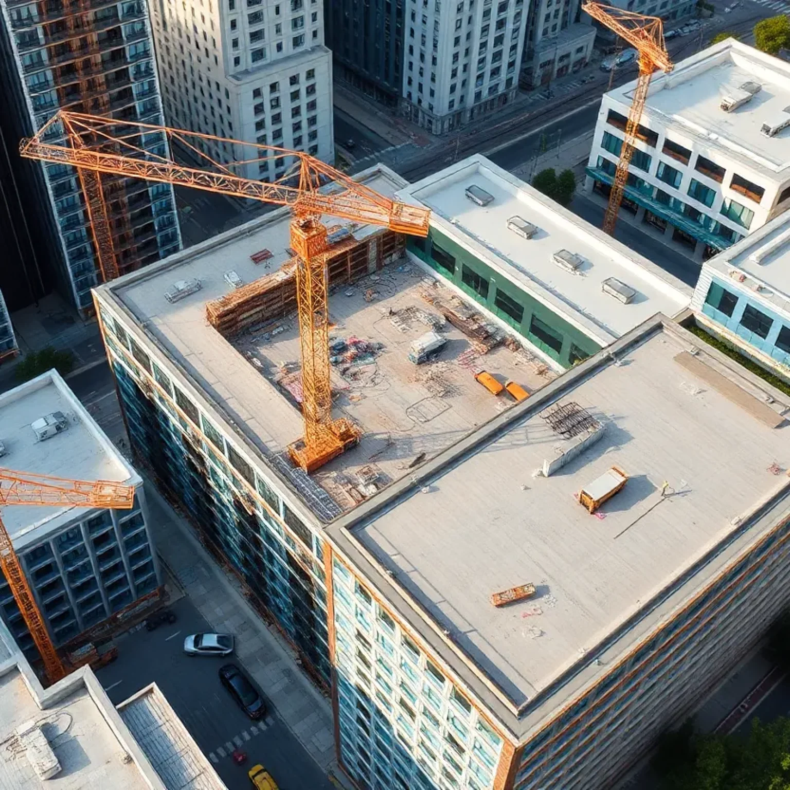 Aerial view of the Fields West construction site in Frisco