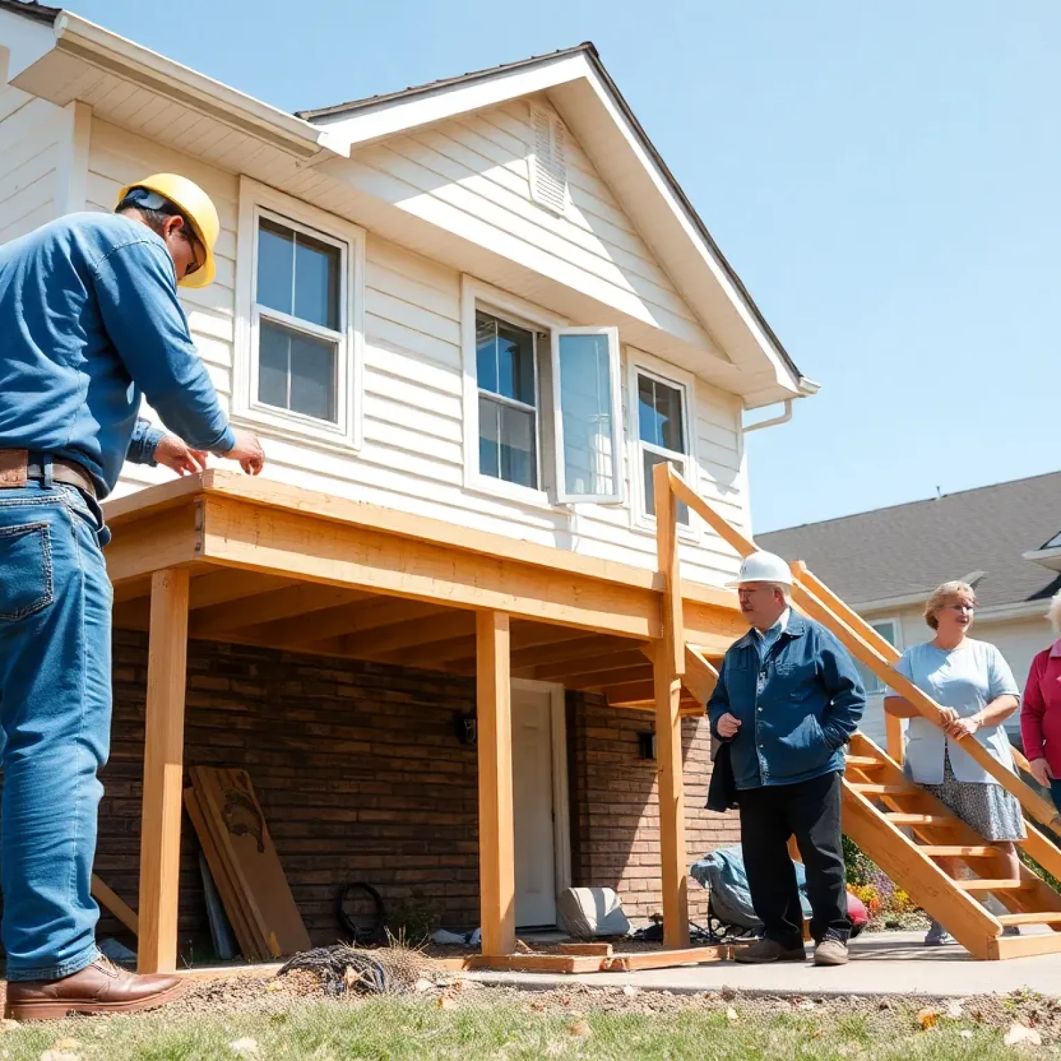 Construction work showcasing home repairs support for veterans and seniors.
