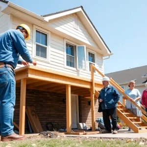 Construction work showcasing home repairs support for veterans and seniors.