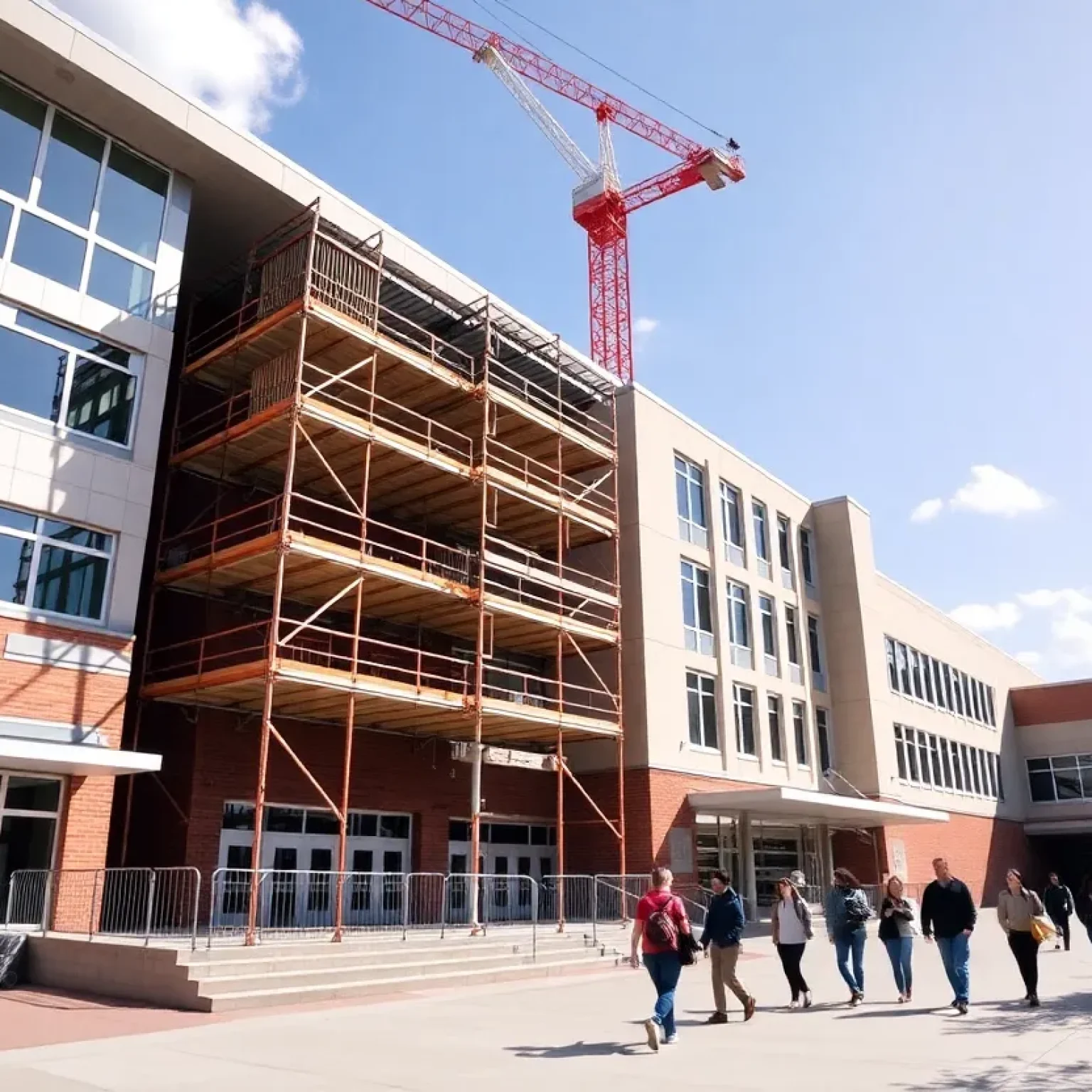 Construction site of Indian Prairie High School renovations