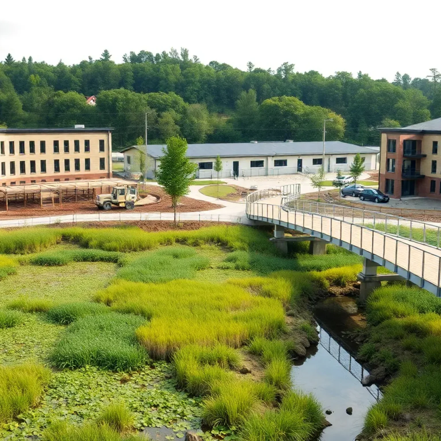 Construction site of a new K-8 school with emphasis on sustainability