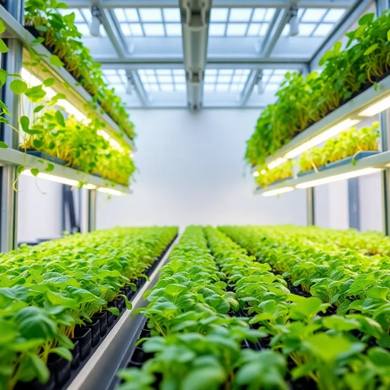 Indoor vertical farm with fresh microgreens