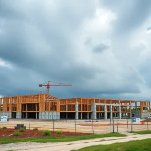 Construction site in Cape Coral with cloudy skies