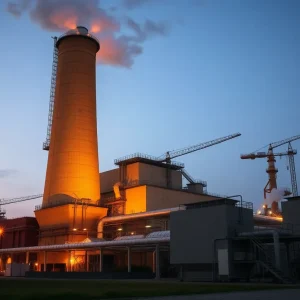 Cement kiln stack with heat exchanger, insulated oil pipes and on‑site ORC power unit at Dotternhausen