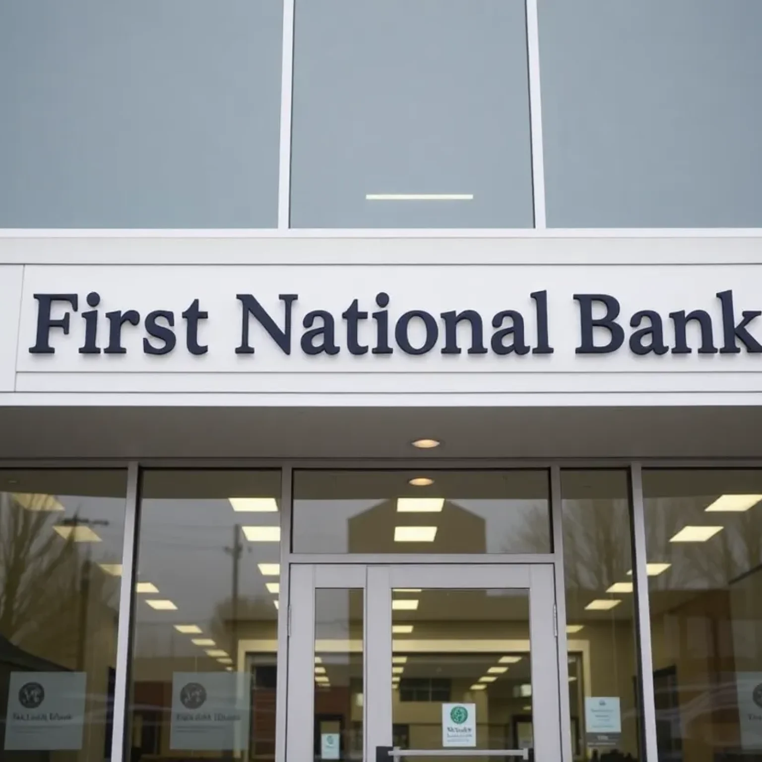 Front view of First National Bank Alaska showcasing its modern architecture