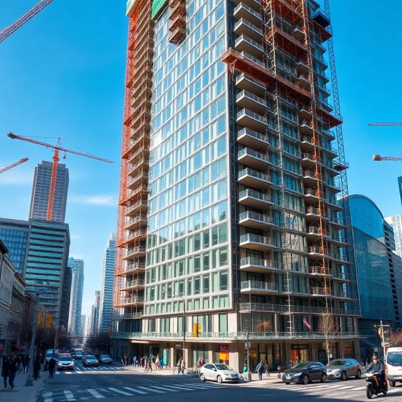 Construction of a mixed-use tower in Chicago's Fulton Market