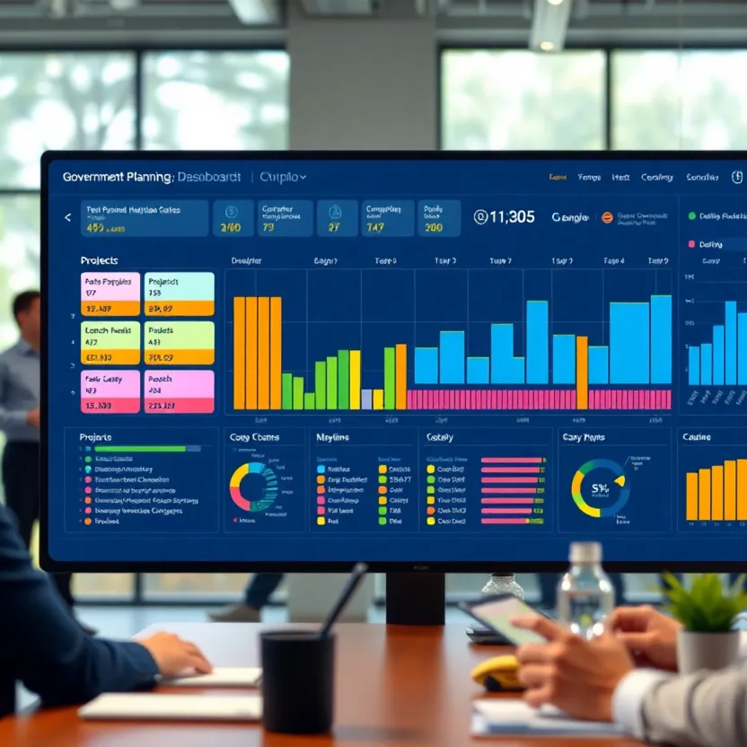 Cloud-based capital planning dashboard showing projects, budgets and scenario charts