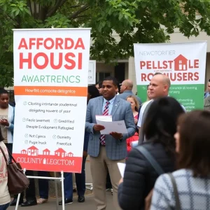 Community gathering for affordable housing initiatives celebration