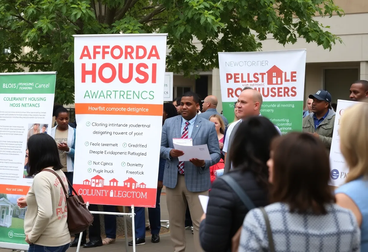 Community gathering for affordable housing initiatives celebration