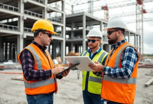 Workers using AI technology at a construction site in Florida