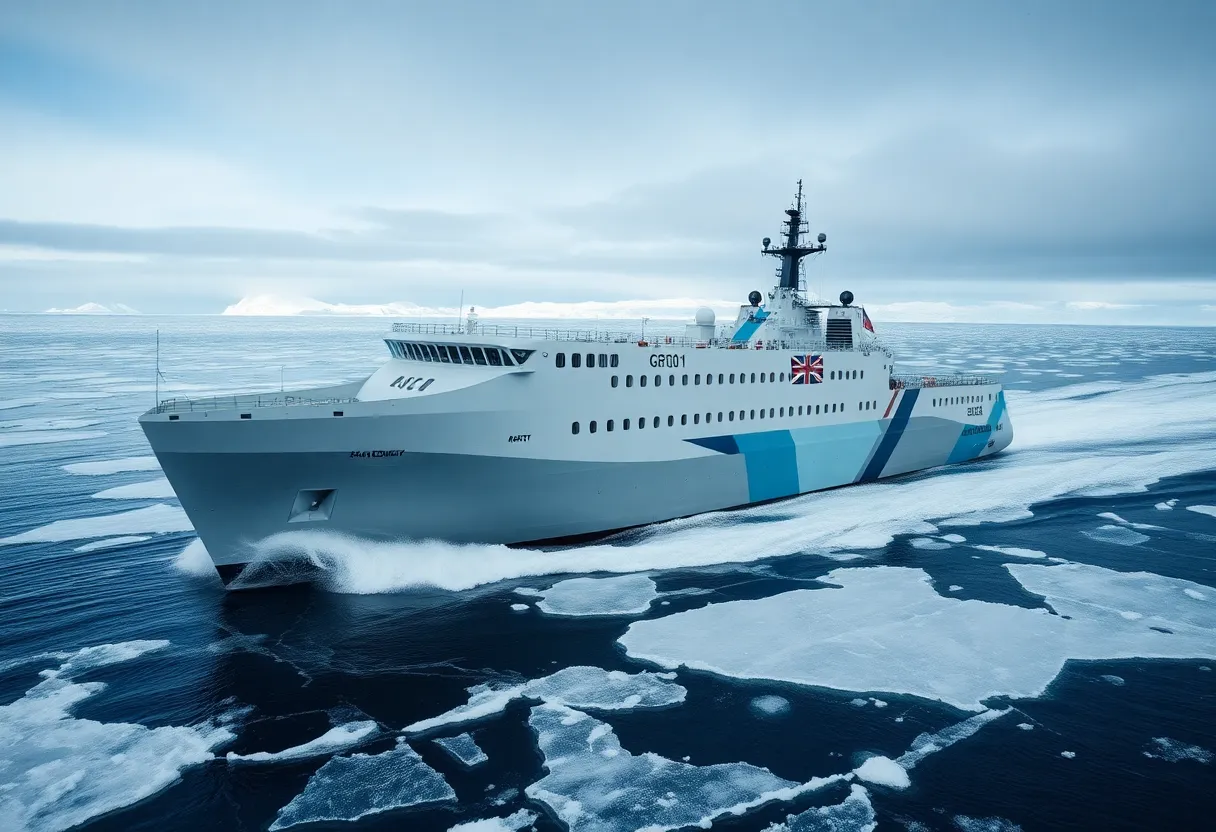 Arctic security cutter performing icebreaking operations