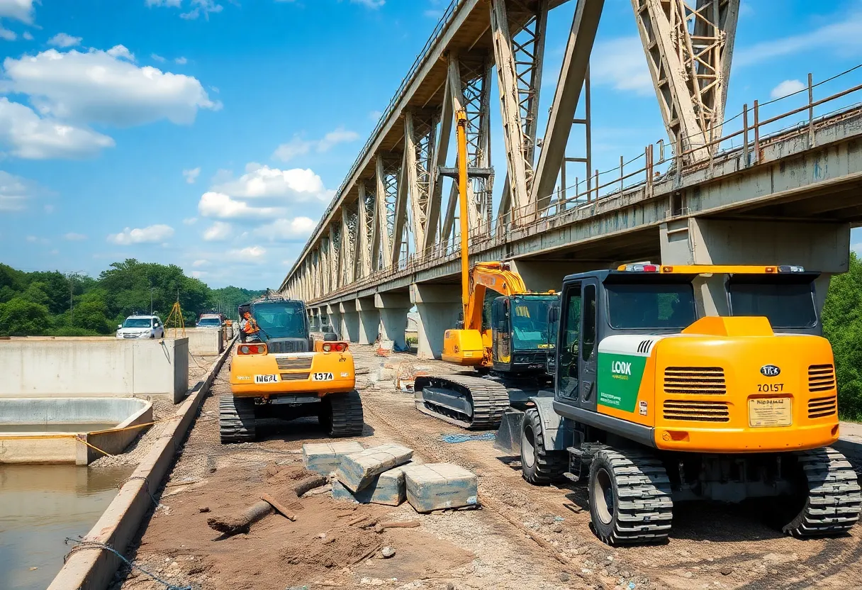 Construction site for bridge rebuilding in Atlanta
