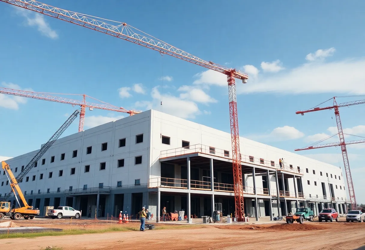 Construction site of a biomanufacturing facility in Texas
