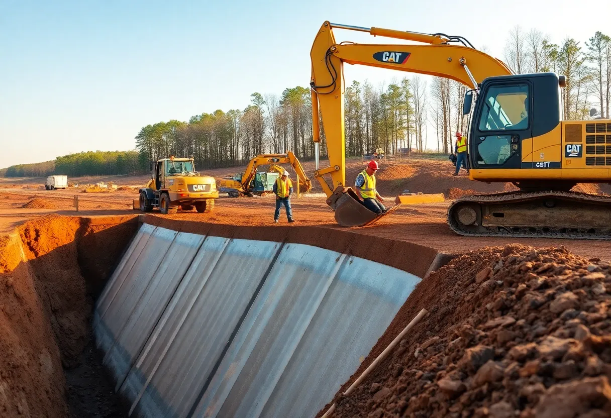 Construction of flood protection measures in Birmingham, Alabama