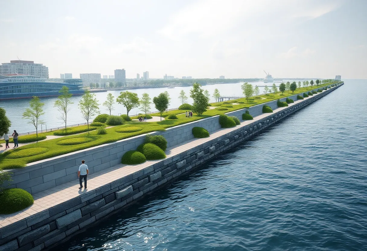 Conceptual image of Boston seawall fortification