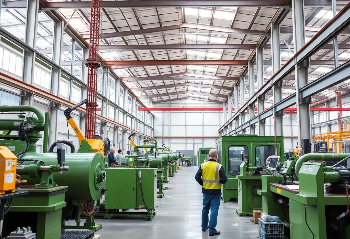 Caterpillar Inc. manufacturing plant with eco-friendly equipment
