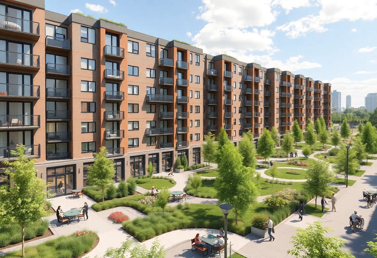 Rendering of the 200-unit affordable housing apartment complex in Charlotte, North Carolina.