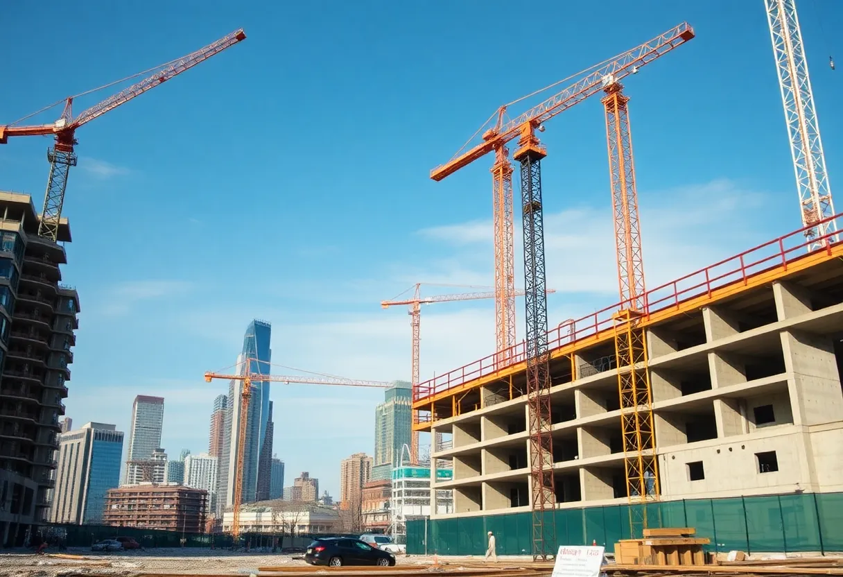 Construction site in Chicago showing halted projects.