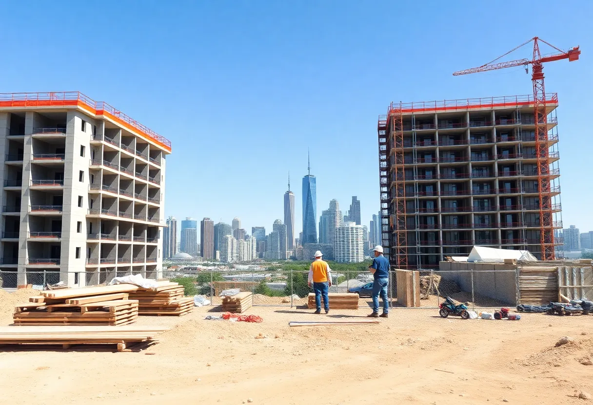 Builders adjusting schedules at a construction site