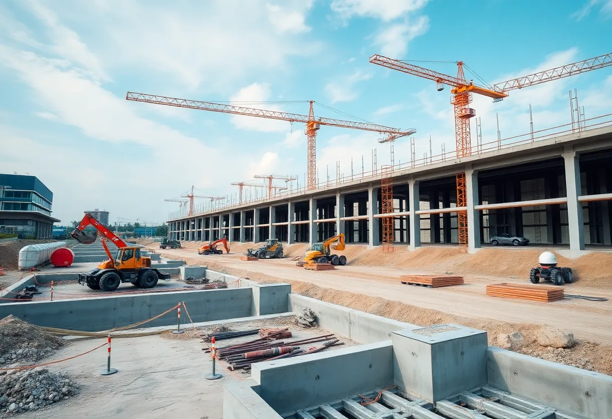 Construction site for a modern data center in Johor