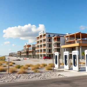 Construction of Tesla Supercharger stations in Daytona, Florida