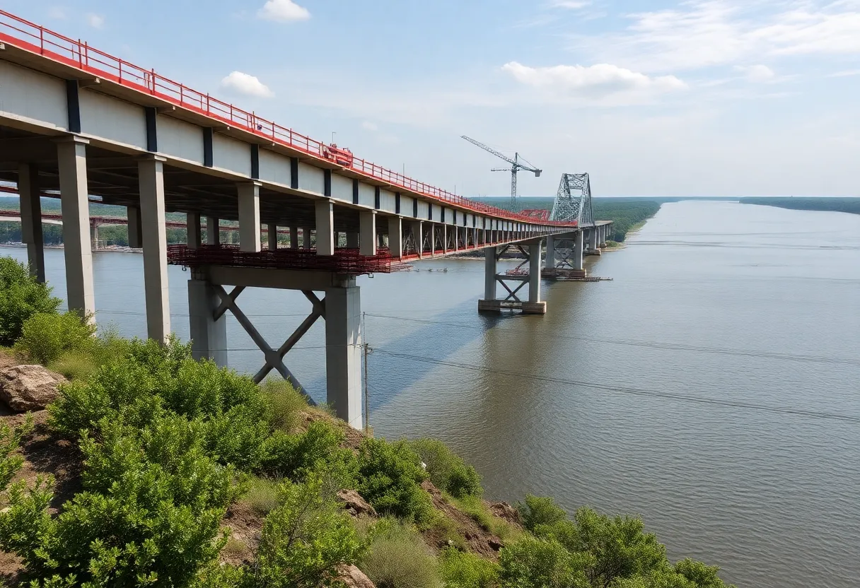 Construction taking place on the U.S. 20 Bridge over the Mississippi River in Dubuque.