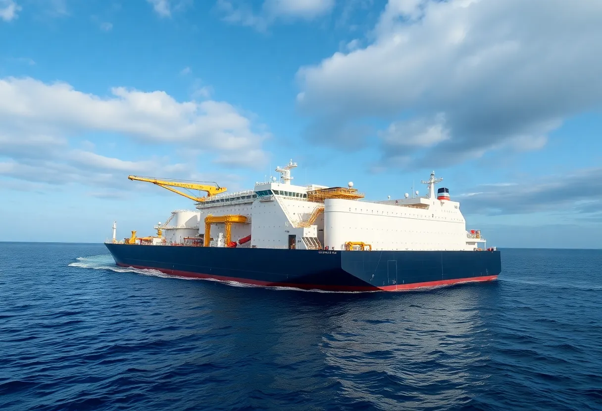 An advanced floating liquefied natural gas facility in the ocean