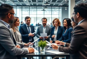 Conference attendees discussing construction law