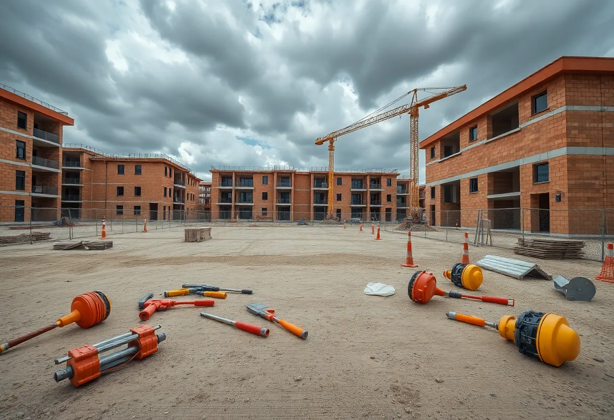 construction site affected by government funding delays