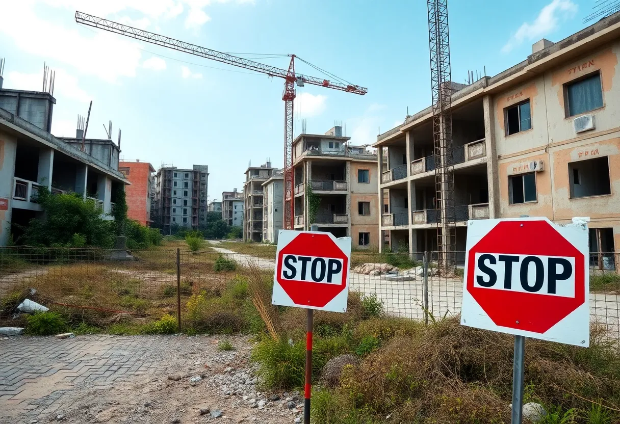 Site of halted construction activities in US Nagar