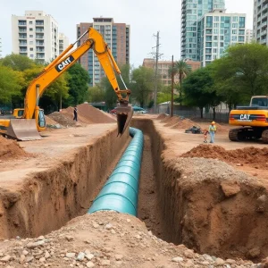 Excavation for water pipeline construction in Hillsborough County