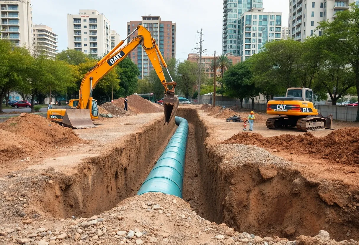 Excavation for water pipeline construction in Hillsborough County
