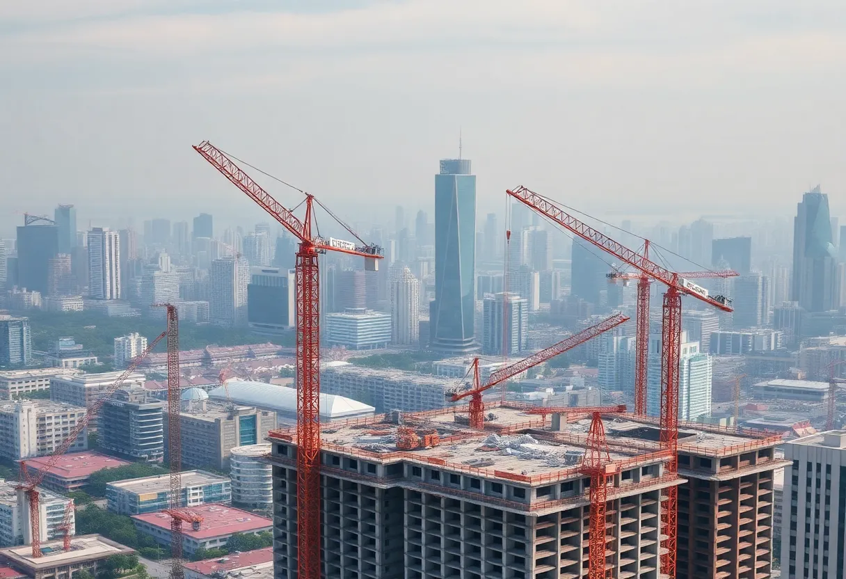 A construction site showcasing limited hotel development in a city landscape.