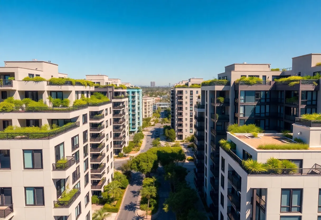 New high-density apartment buildings in Irvine, California