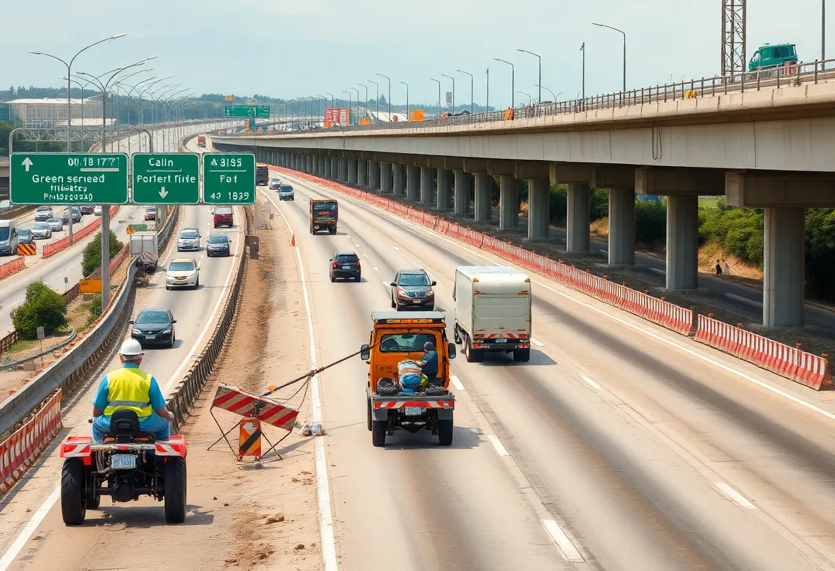 Construction workers working on the I-95 corridor expansion in Florida