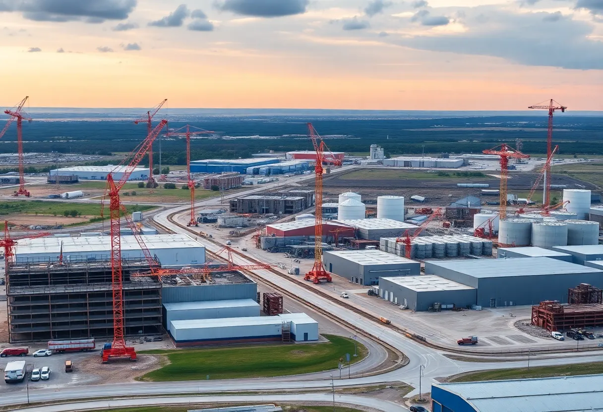Industrial construction site in North Fort Worth, Texas