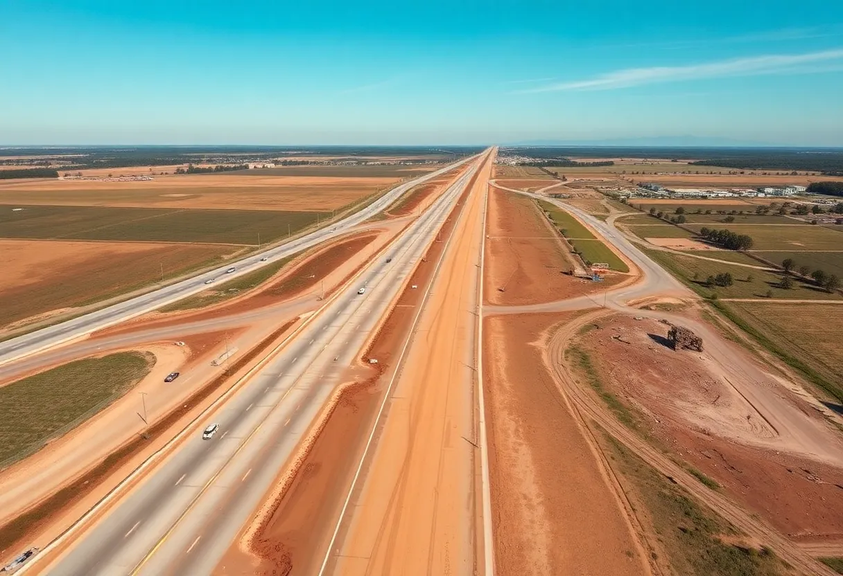 Aerial view of Interstate 75 expansion construction site in Tampa