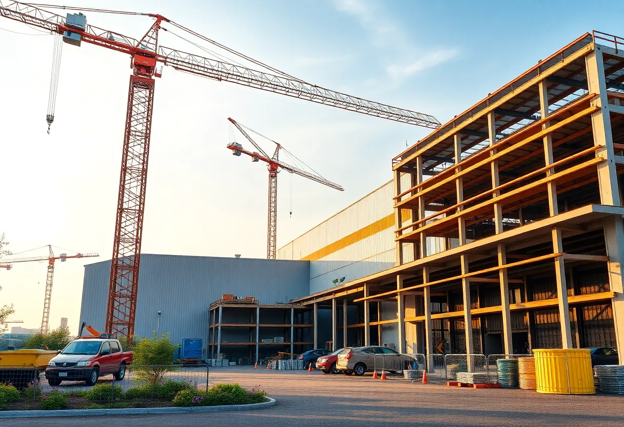 Construction site of LEGO manufacturing campus in Virginia