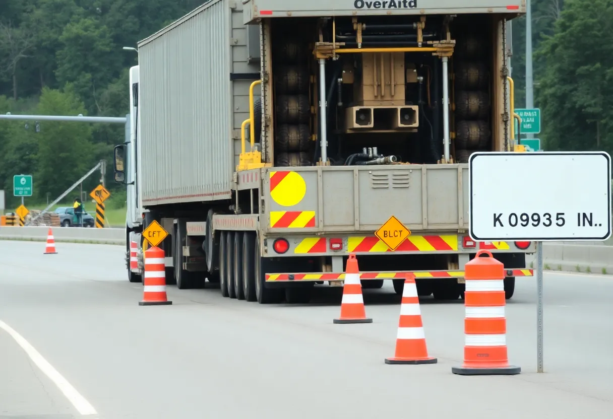Oversized equipment transport on U.S. 69 in Beaumont
