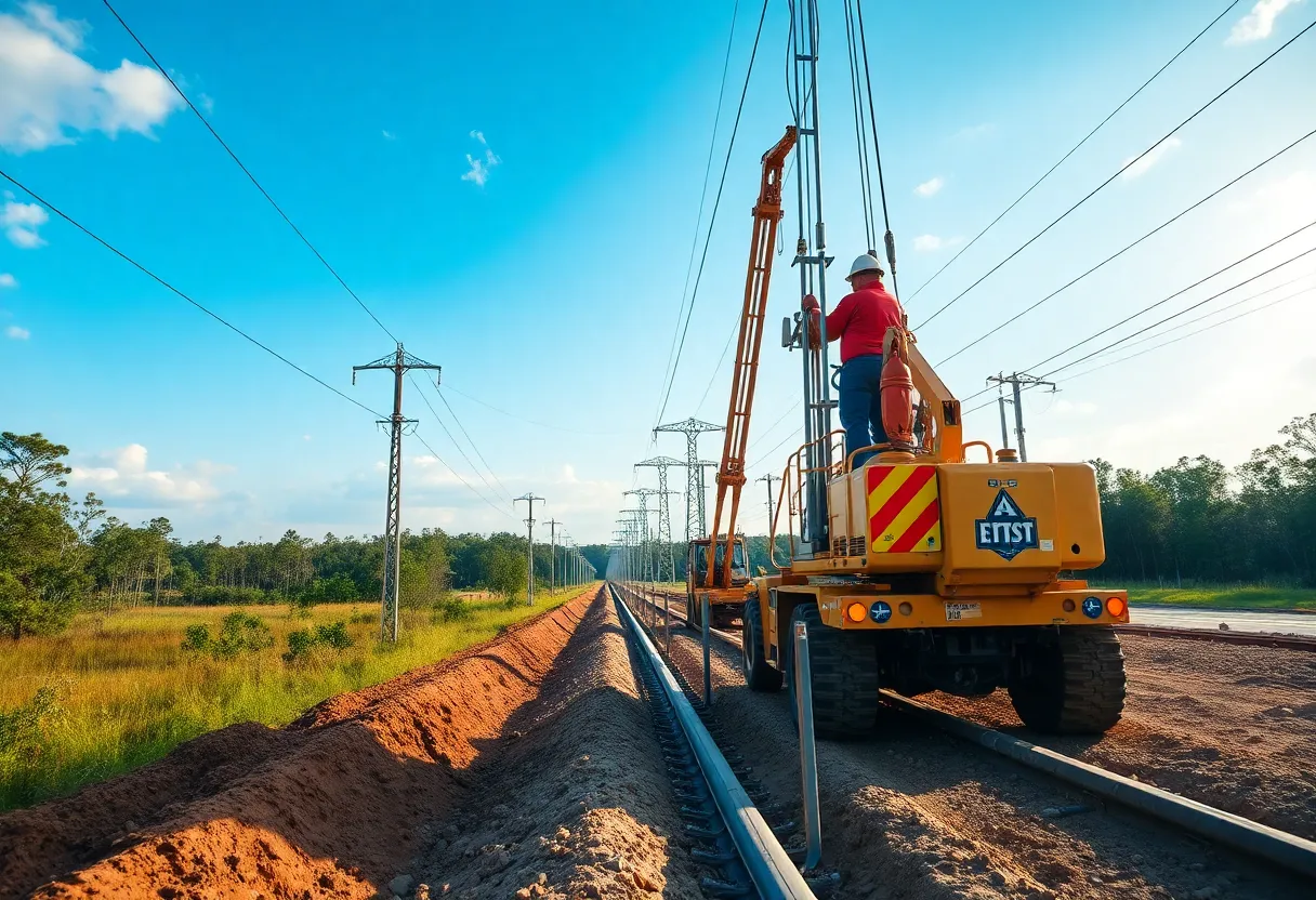 Construction crew working on underground transmission lines in Louisiana.