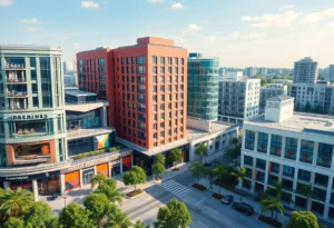 Rendering of a mixed-use development in Louisville, Kentucky