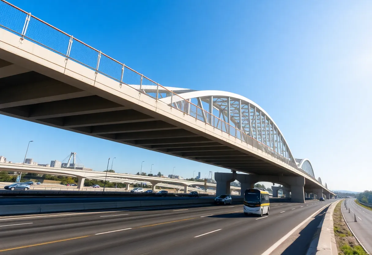 Reopened M-30 bridge with traffic