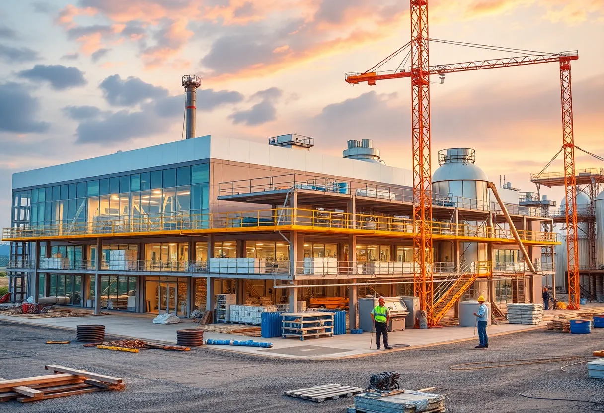 Construction site of Merck's new manufacturing facility.