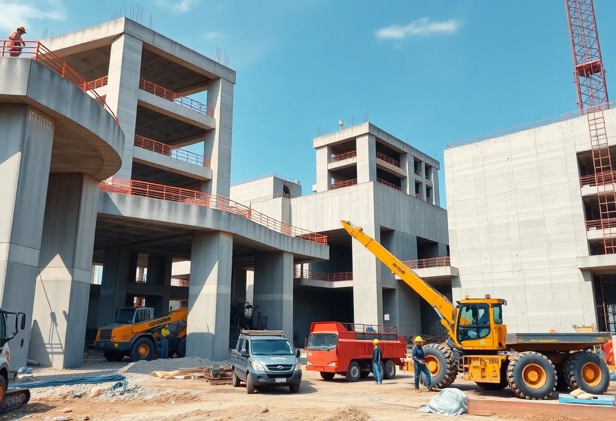 Construction site illustrating merger impact in concrete sector