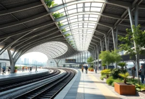 Conceptual design of Miami metro rail expansion with new stations