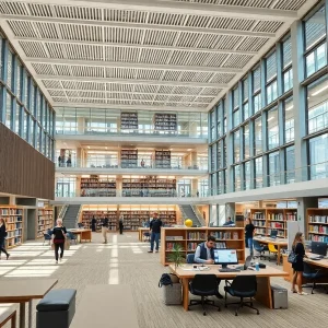 Rendering of the new public library in the Southside district of Miami