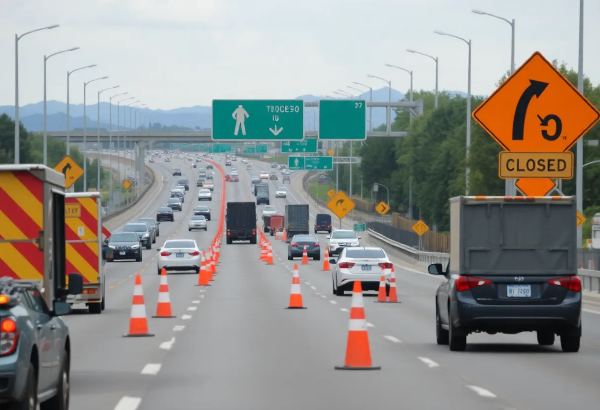 Road affected by closures in Michigan with traffic cones