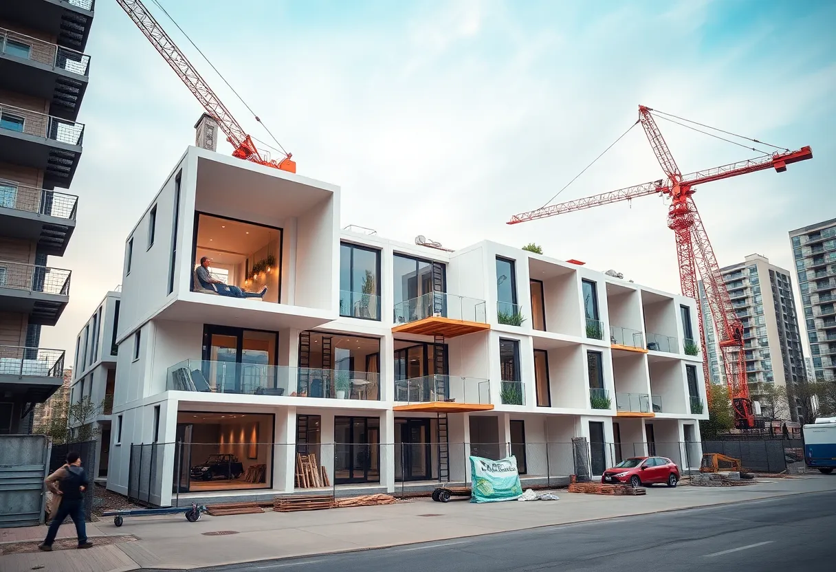 Construction site of a modular building in progress
